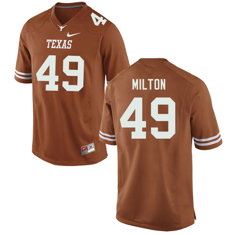 Men #49 Thatcher Milton Texas Longhorns College Football Jerseys Sale-Orange